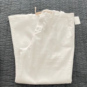 PAIGE White Wide-Leg Linen-Blend Jeans